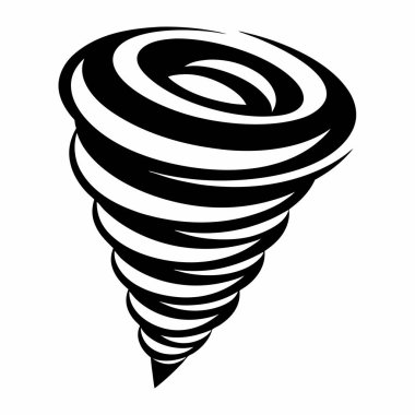 Tornado ikonu. Tornado vektör simgesinin siyah illüstrasyonu