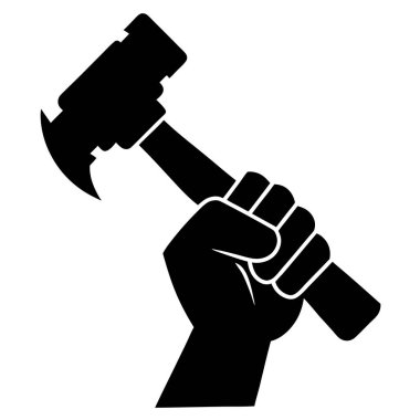 Çekiçli el. Vektör çizimi. beyaz arkaplanda izole.