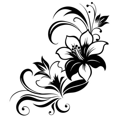 Çiçeğin vektör illüstrasyonu ve davet için yapraklar