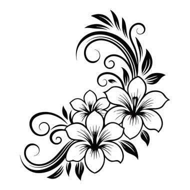 Davetiyeler, tebrik kartları ve düğün kartları için bir çiçek süslemesinin vektör çizimi.