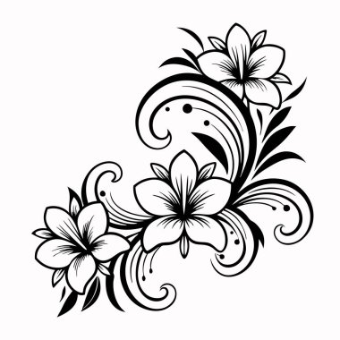 Davetiye kartı için güzel çiçek süslemesinin vektör illüstrasyonu