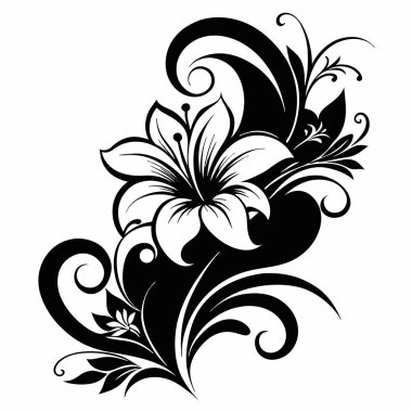 Yapraklı siyah çiçek