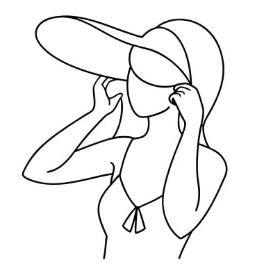 Beyaz arka planda şapkalı kadın