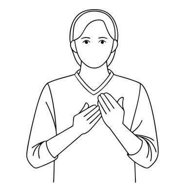 Elleri dua eden genç adam.