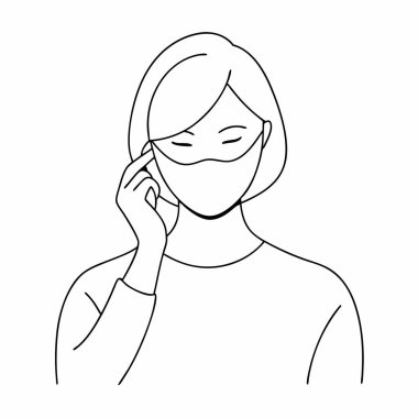 Yüz maskesi vektör çizimi kullanan kadın