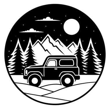 Ormandaki bir arabanın silueti.