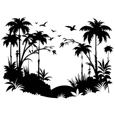 Palmiye ağaçları ve palmiye siluetleri