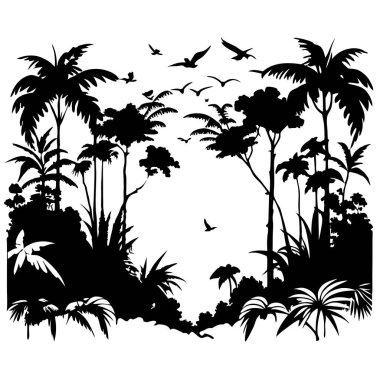 Farklı tropikal bitkilerin vektör çizimi