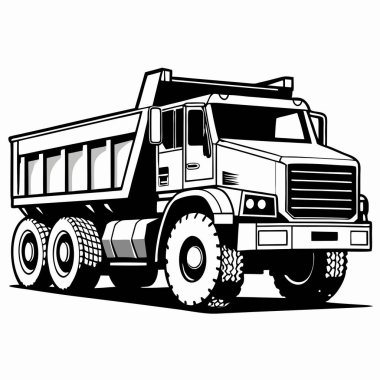 siyah beyaz çizgi film kamyonu