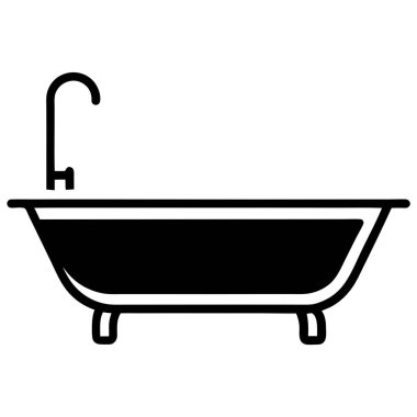 Küvet vektör ikonu. Beyaz arka planda basit vektör logosu izole edildi. Web tasarımı.