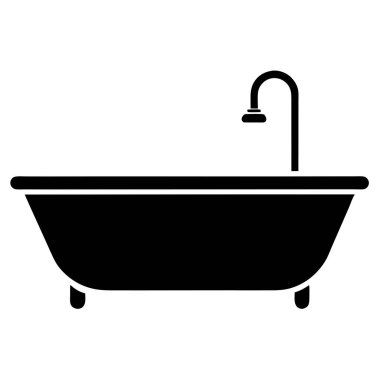 Küvet vektör ikonu. biçim düz sembol, siyah renk, yuvarlak açılar, beyaz arkaplan