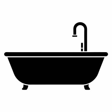 Küvet ikonu. Web tasarımı için banyo vektörü sembolünün düz çizimi