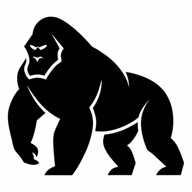 Goril silueti. Beyaz üzerine izole edilmiş. vektör illüstrasyonu
