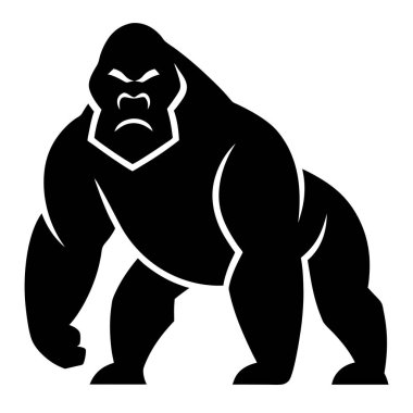 Güçlü yüzlü siyah goril, silueti var.
