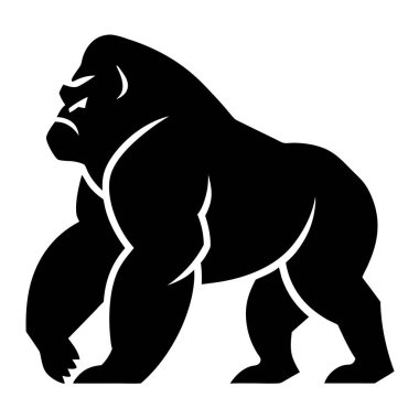 Siyah goril, insan silueti, vektör. beyaz arkaplanda izole.