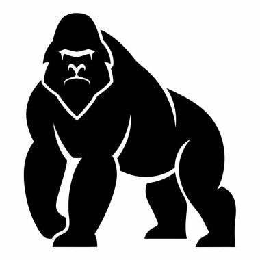 Goril silueti vektörü. Goril goril..