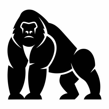 Beyaz arkaplanda bir gorilin vektör silueti.