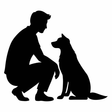 Siluet adam ve köpeği