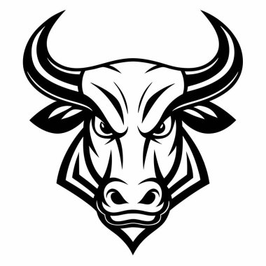 Boğa başlı logo, maskot, vektör illüstrasyonu.