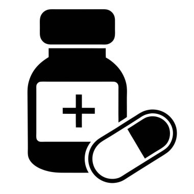 İlaç ikonu. İnternet için hap vektör simgelerinin basit çizimi