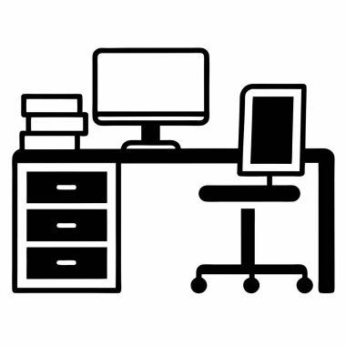 Dizüstü bilgisayarlı bilgisayar masası ve akıllı telefon vektör illüstrasyon tasarımı