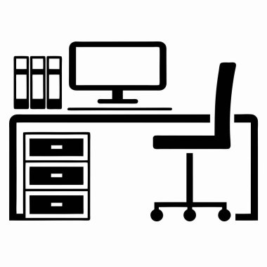 Bilgisayar Masası simgesi, vektör illüstrasyonu