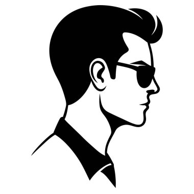 Güneş gözlüklü bir adam, profil, vektör, illüstrasyon