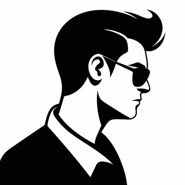 Gözlüklü bir adamın vektör silueti.