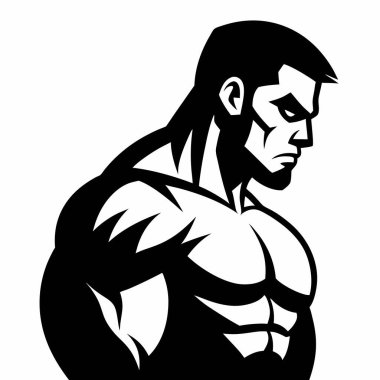 Güçlü adamın siyah-beyaz çizimi