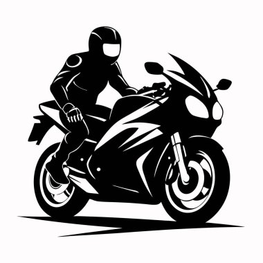 Motosiklet sürücüsü silueti. Vektör çizimi. motosiklet.
