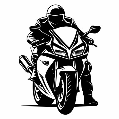 Siyah arka planlı siyah motosiklet, vektör illüstrasyonu