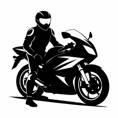 motosiklet sporu silüeti vektör çizimi