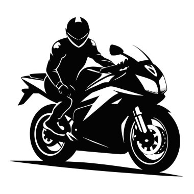 Siyah siluetli motosiklet sürücüsü