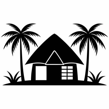 Palmiye ağaçları ve sahil evi simgesi
