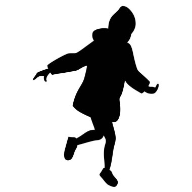 Çocuk beyaz zemin üzerine siluet vektör