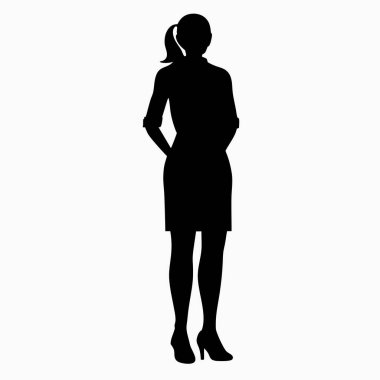 Beyaz arka planda bir kadının vektör silueti.