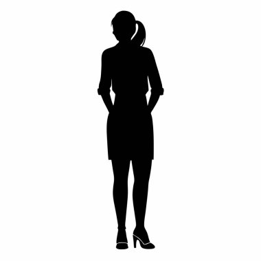 Siluet iş kadını ayakta dikiliyor ve yukarı bakıyor.