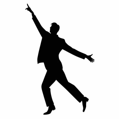 Beyaz arka planda dans eden iş adamının vektör silueti