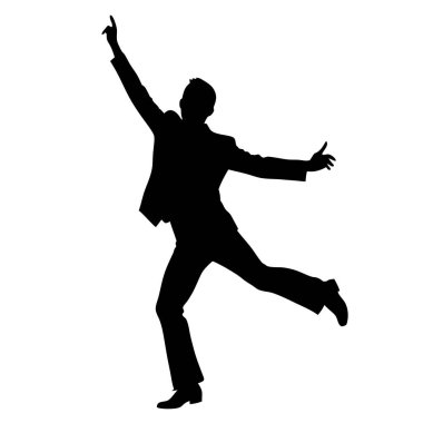Dans eden bir adamın silueti. vektör illüstrasyonu.