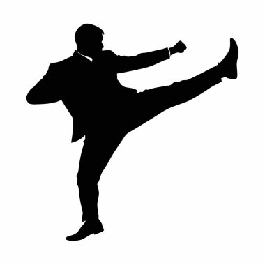 Siyah arkaplan ile insan karatesinin silueti