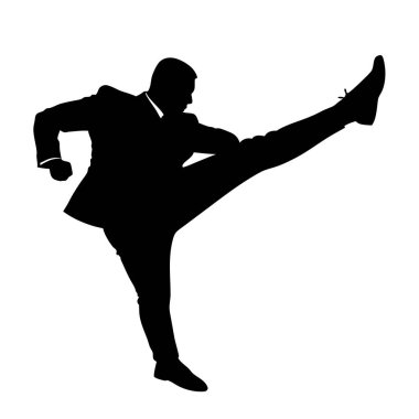 Karate tarzında iş adamı silueti.