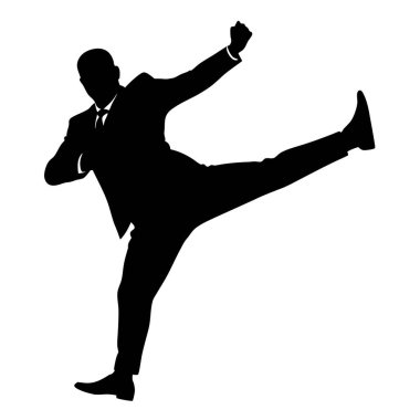 İş adamı dans eden siluet. vektör illüstrasyonu