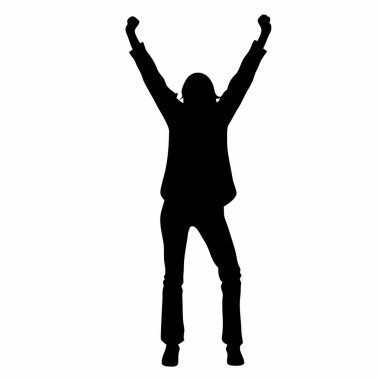 Kollarını kaldırmış bir adamın silueti.