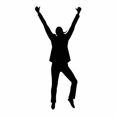 Kollarını kaldırıp kutlama yapan bir adamın silüeti..