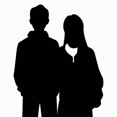 Genç aile, siluet, vektör