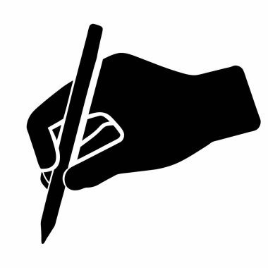 Kalem simgesi ile insan eli, basit biçim