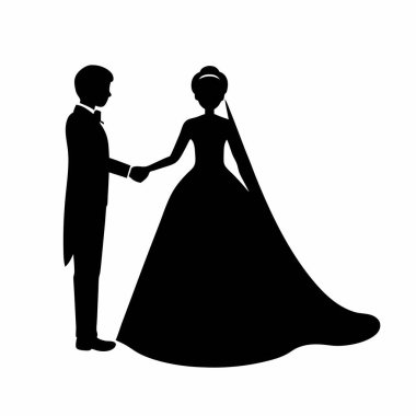 Gelin ve damat silüeti.