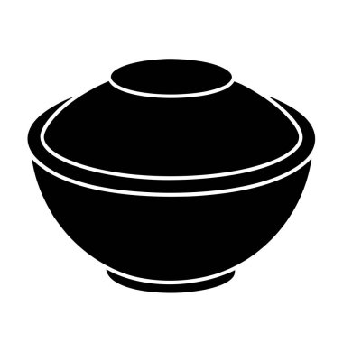 Bir kase pirinç ikonu, basit stil.