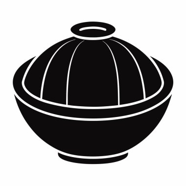 Bir kase pirinç ikonu, siyah stil.