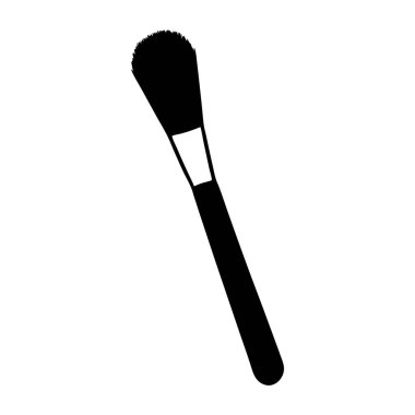 Siyah gölgeli makyaj fırçası. beyaz üzerinde izole illüstrasyon